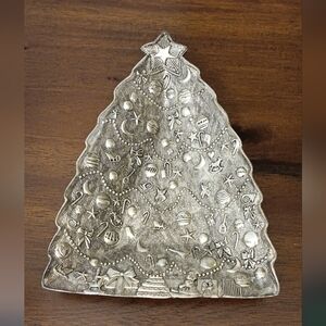 Silver Christmas Tree Decorative Tray
